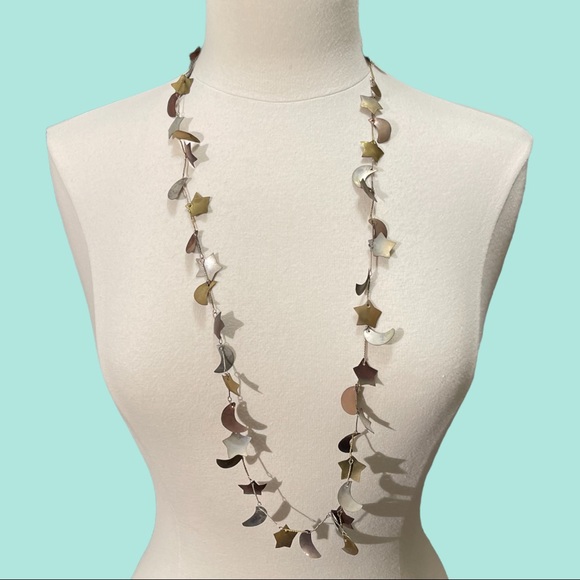 Star and Moon Cut Metal Shapes Necklace - Picture 1 of 4